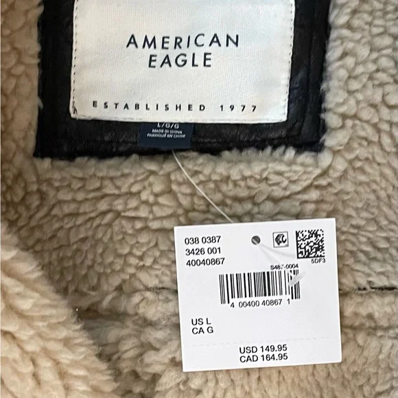 Black and Cream Shearling Jacket - Picture 3 of 4